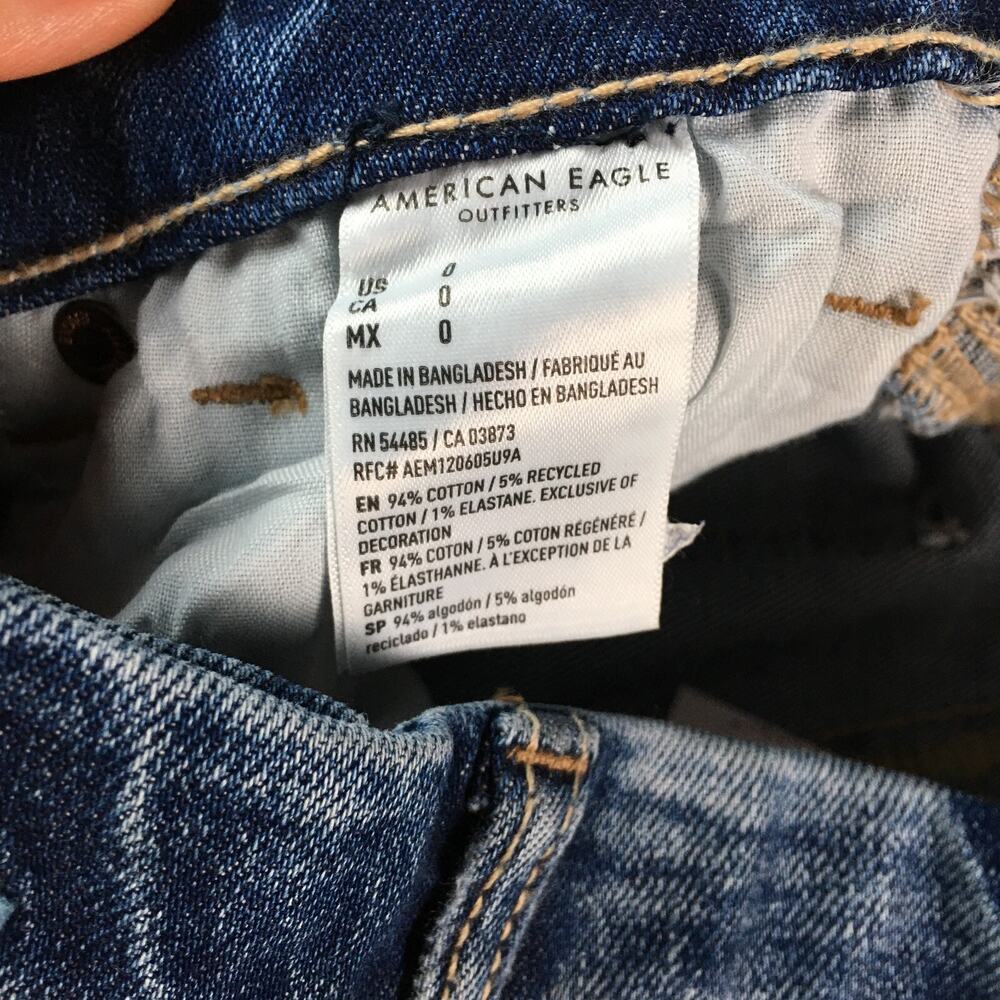 New American Eagle Women High Rise Curvy Shorts Distressed Denim Summer Beach 0 - Picture 13 of 14